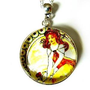 Art Nouveau Vintage Lady Ida Necklace Made With A..