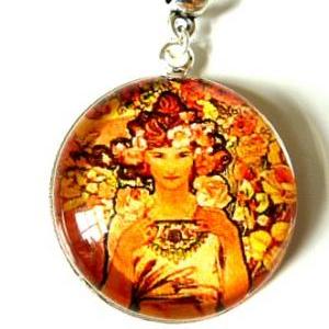 Art Nouveau Vintage Lady Rose Necklace Made With A..