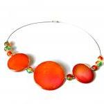 Sprayed Shell Necklace Peacock Collection Orange