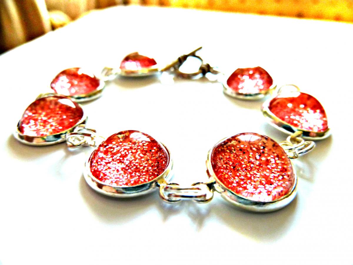 Galaxy Light Red Bracelet Garden Of England Jewellery Made With Glass Cabochons