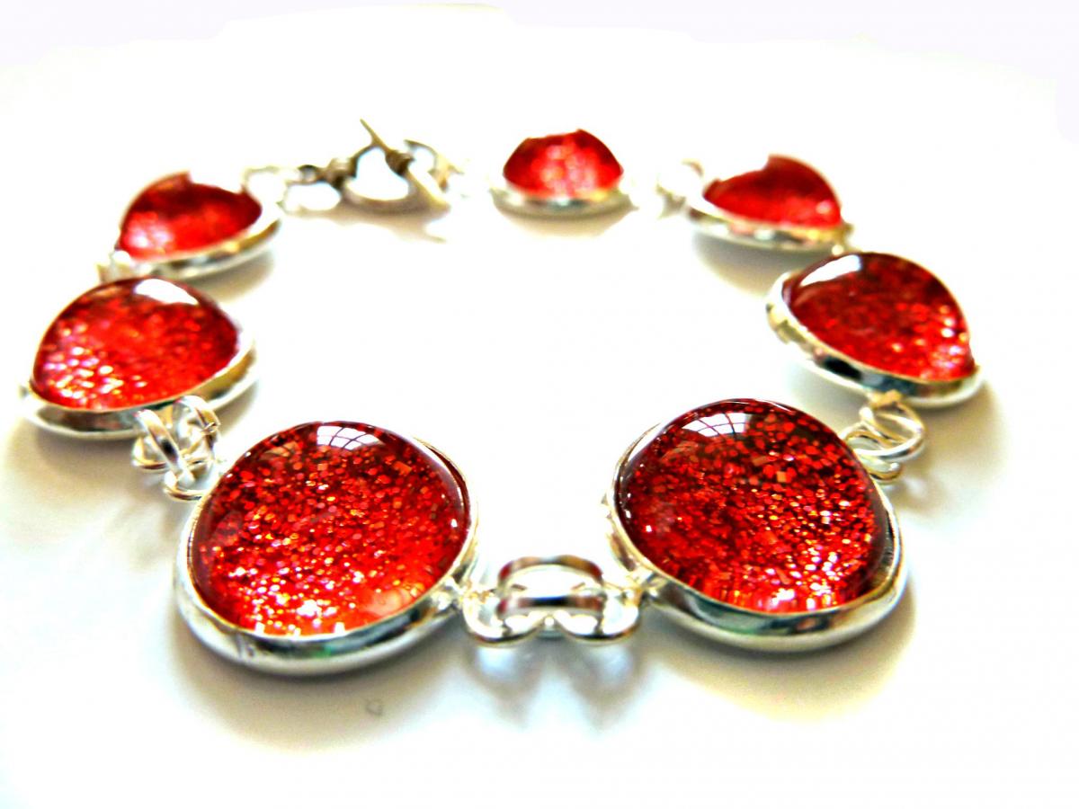 Galaxy Red Bracelet Garden Of England Jewellery Made With Glass Cabochons