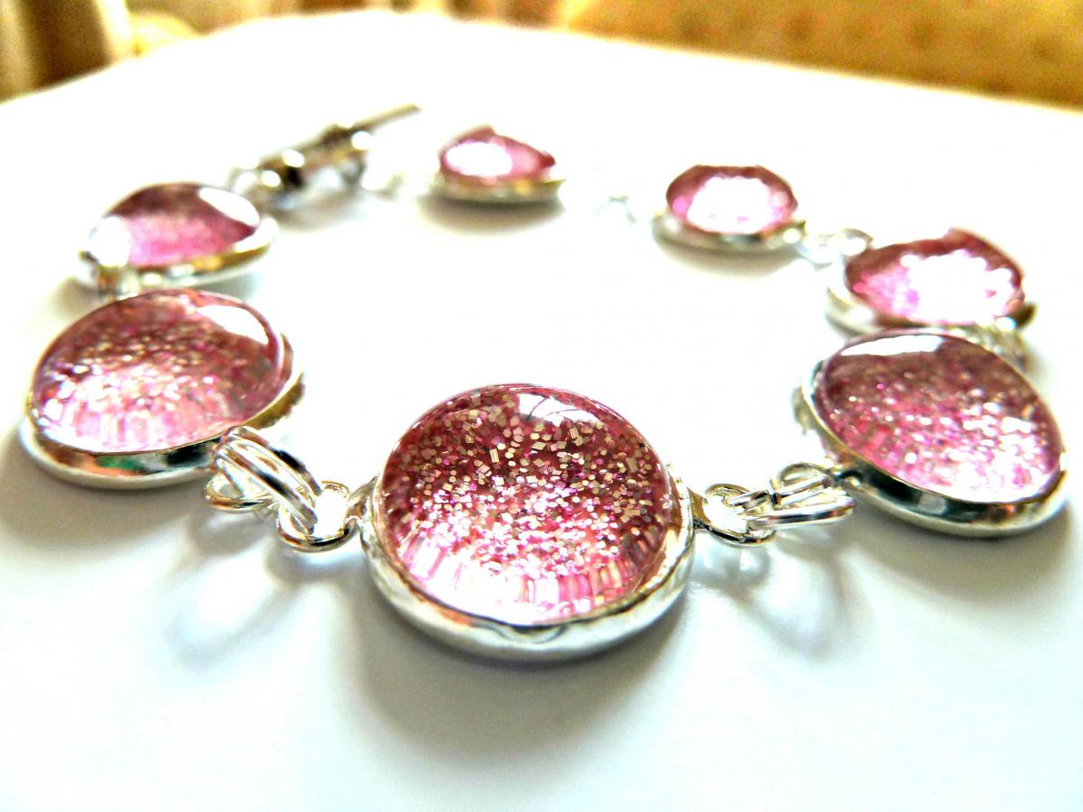 Galaxy Pink Bracelet Garden Of England Jewellery Made With Glass Cabochons