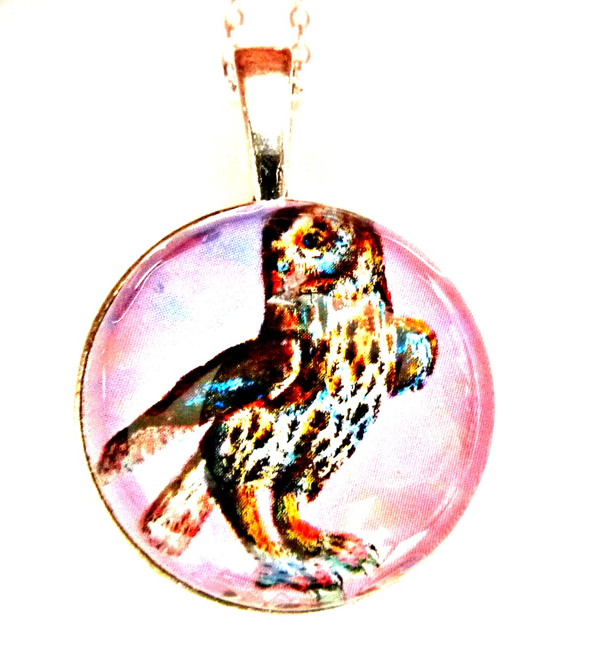 Brave Owl Necklace - Glass Cabochon Necklace - Handmade