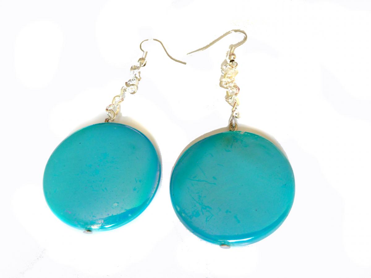 Sprayed Shell Earrings Peacock Collection Blue