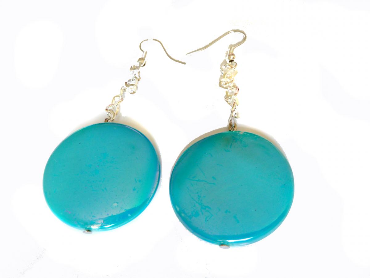 Sprayed Shell Earrings Peacock Collection Blue on Luulla