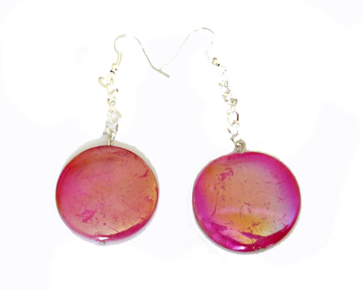 Sprayed Shell Earrings Peacock Collection Pink
