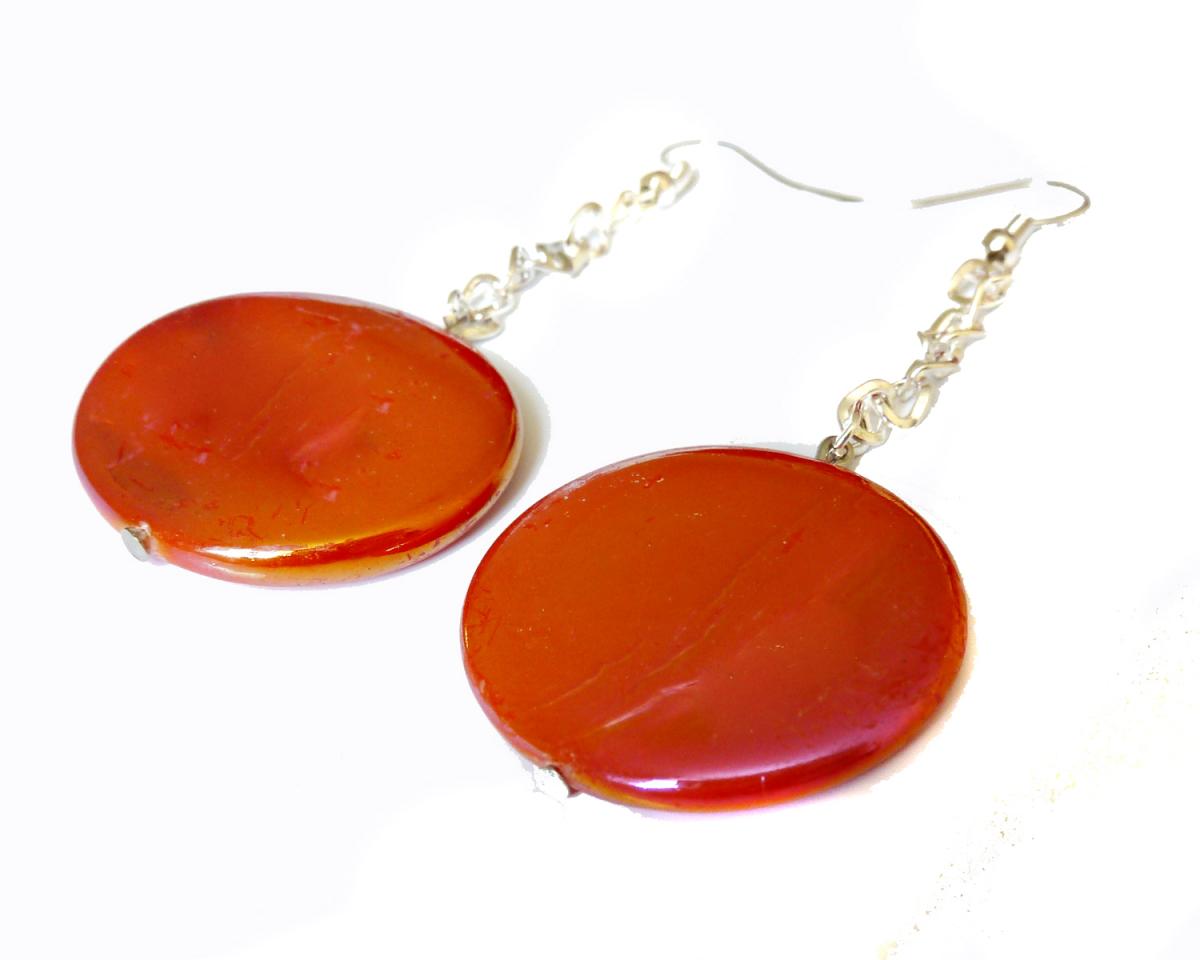 Sprayed Shell Earrings Peacock Collection Orange